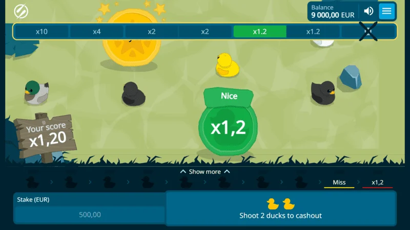 Exploding Ducks - um tiro de sorte com multiplicador x1.2