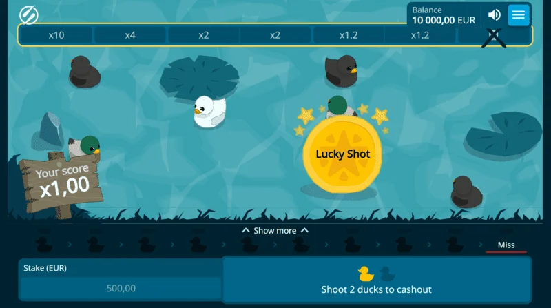 Exploding Ducks - momento de acerto bem-sucedido em um pato