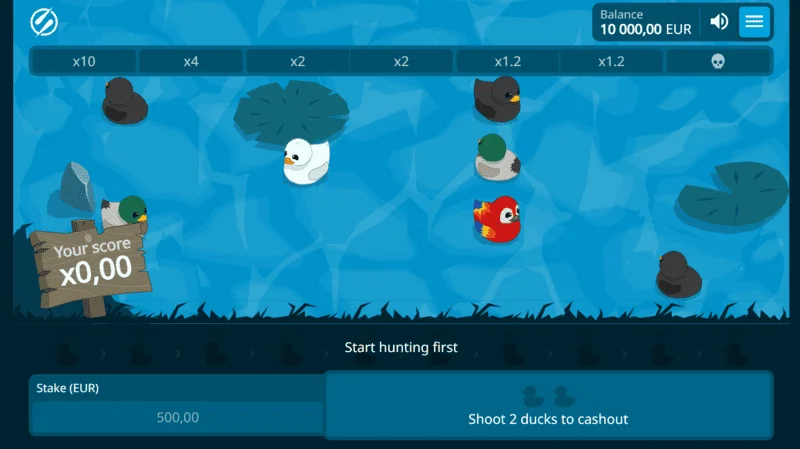 Exploding Ducks - tela de jogo com patos na água